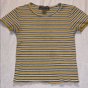 PRIMARK YELLOW Striped Short Sleeve-8/9
